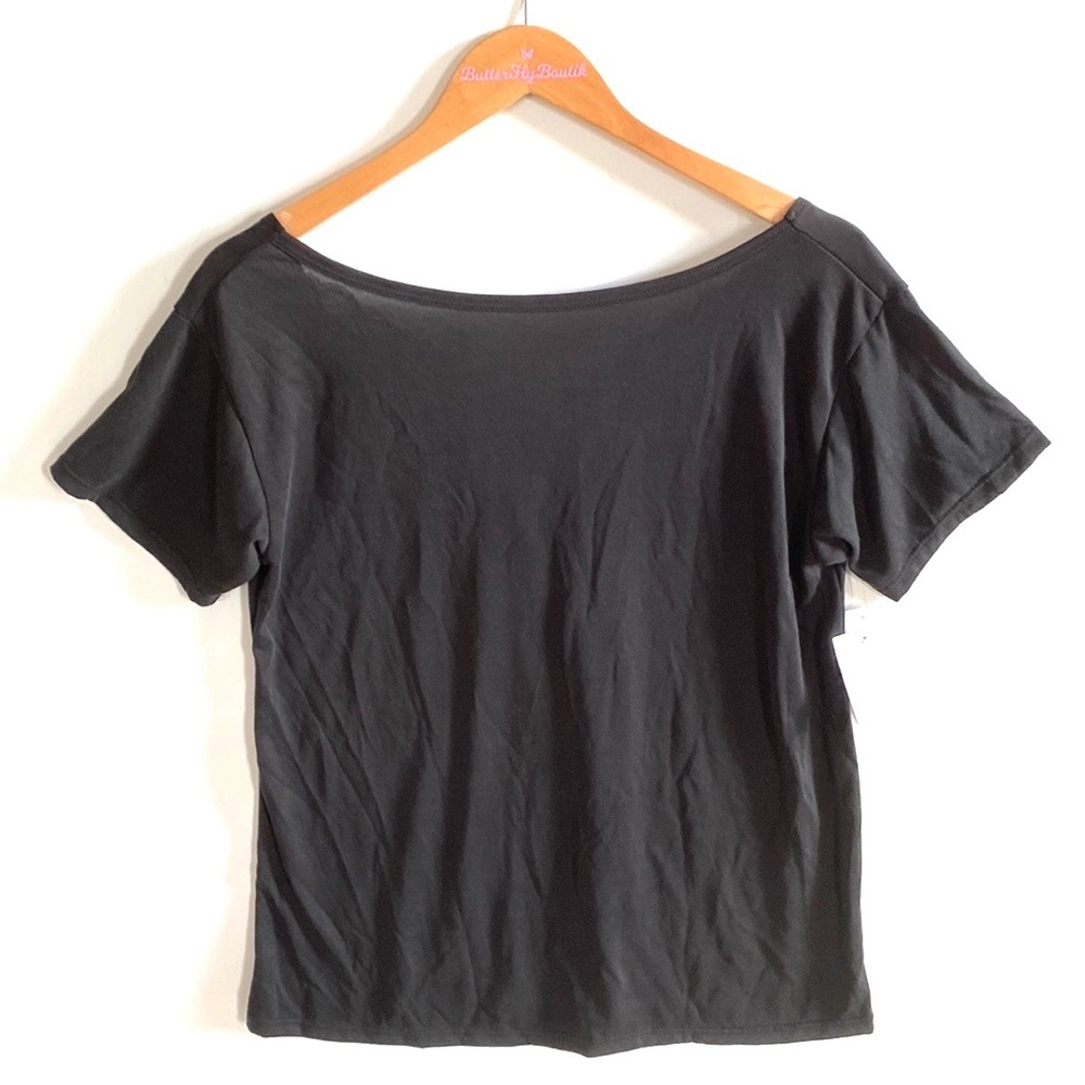 Blue/Grey Black Short-sleeve tee with‎ v laced back, Size M, NWT